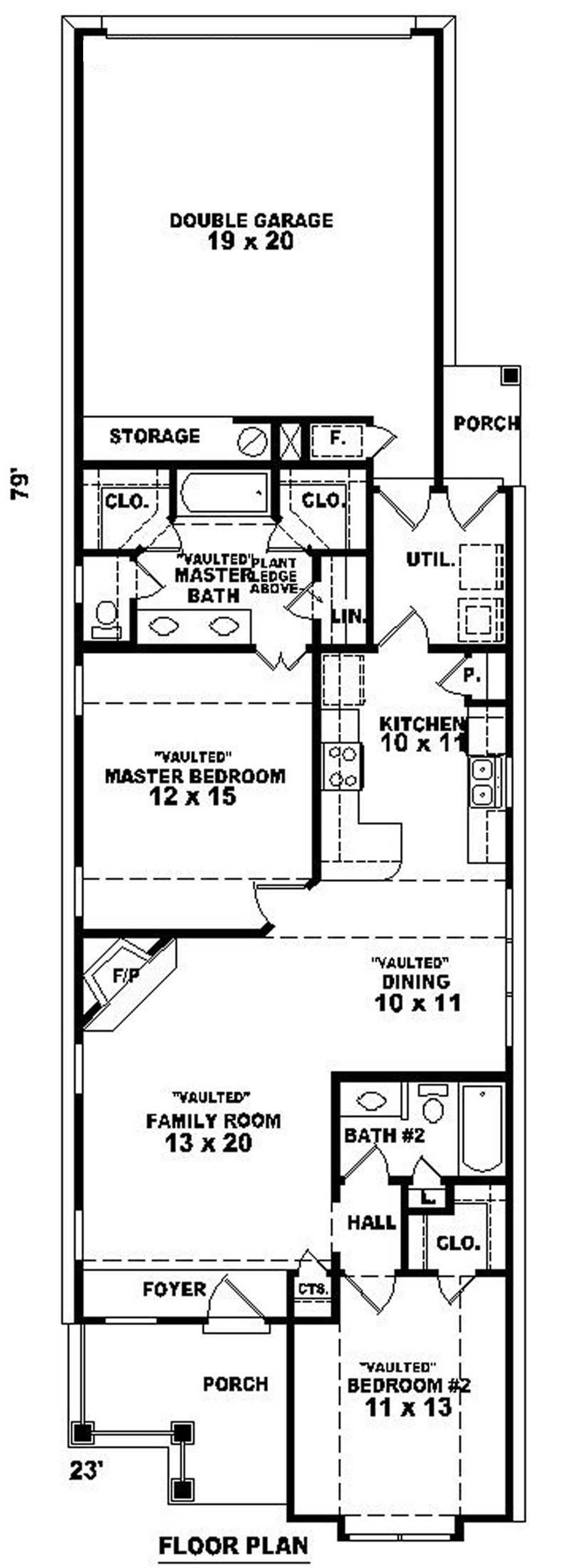 Floor Plan First Story of Bungalow Plan #170-2644